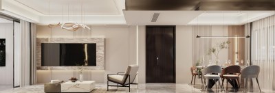 现代轻奢客餐厅3D模型下载